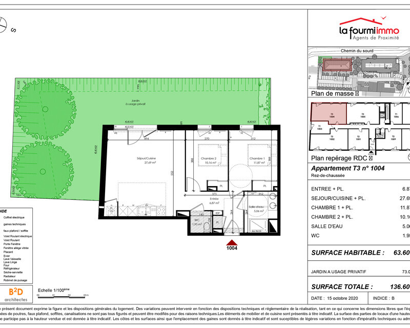 Appartement T2 Carbon-Blanc - Plan t3 263 500 -01