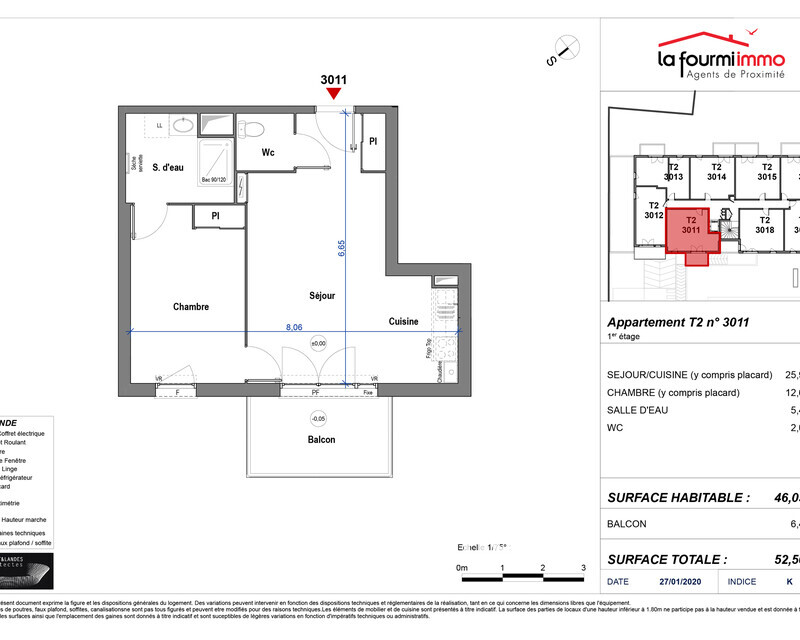 Appartement T2 Carbon-Blanc - Plan t2 201 000 -01