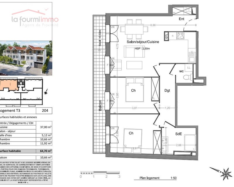 Appartement T3 Andernos Les Bains  - Plan t3 340 000 
