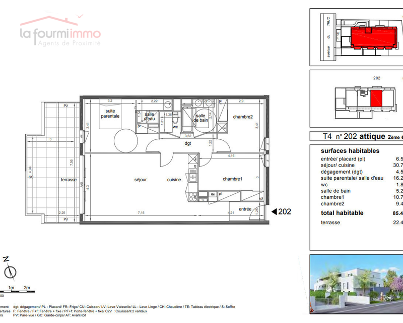 Appartement T4 Mérignac - Plan t4 373 600 