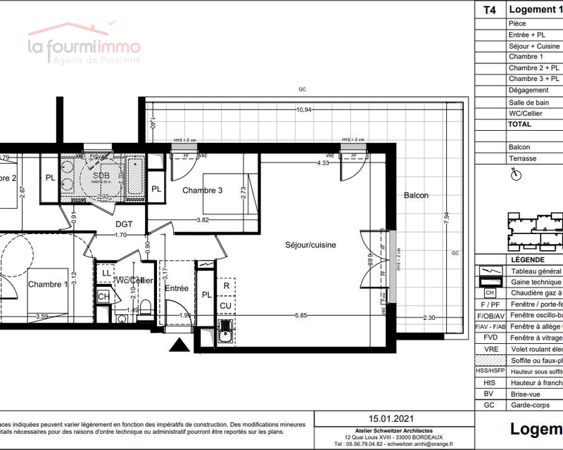 Appartement T4 Bordeaux - Plan t4 508 000 