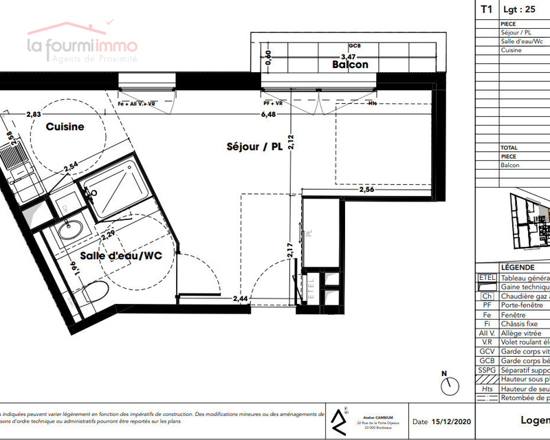 Appartement T1 Bordeaux  - Plan t1 207 000 