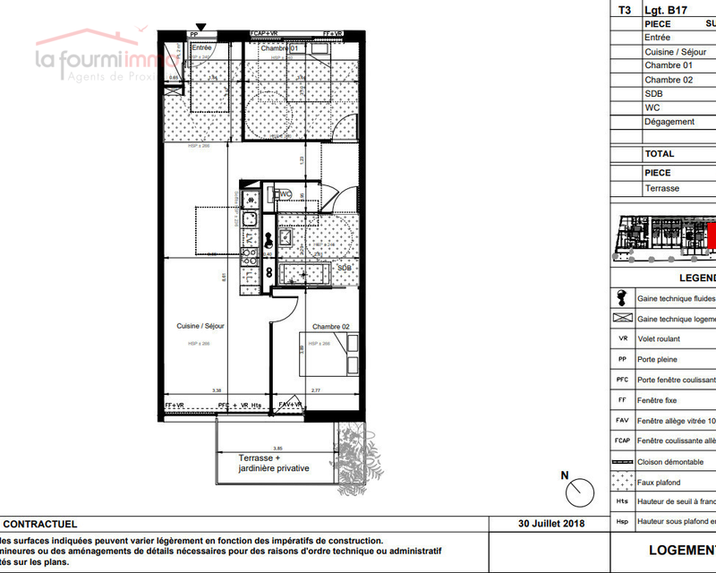 Appartement T3 Bordeaux - Plan t3 338 000 