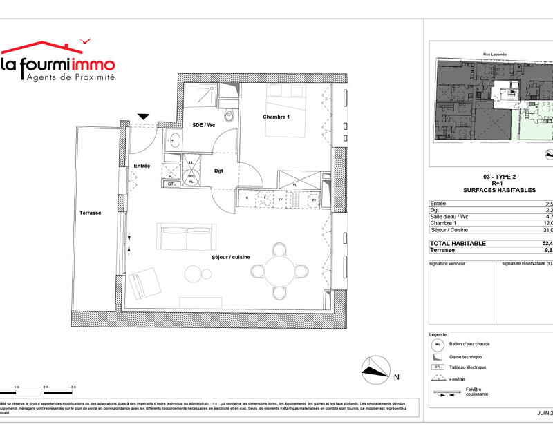 Appartement T2 Bordeaux  - Plan t2 304 900 -01