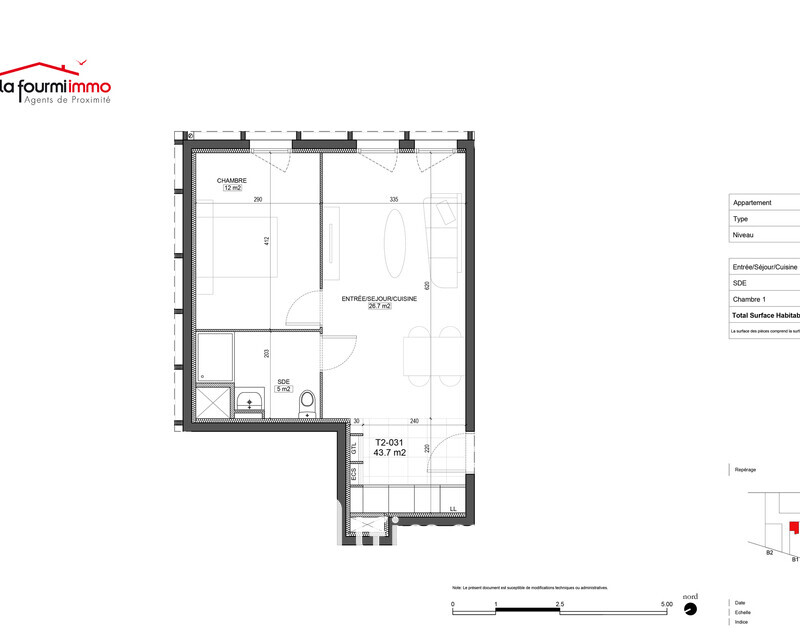 Appartement T2 Bordeaux  - Plan t2 217000 