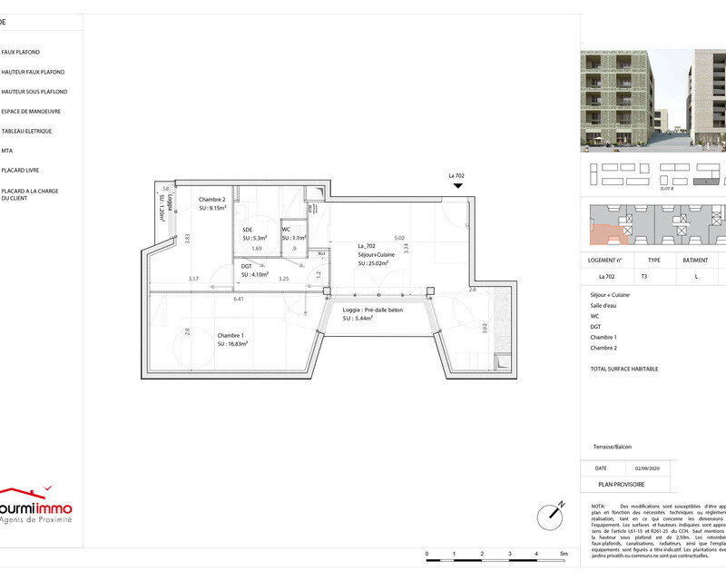Appartement T3 Bordeaux - Plan t3 308460 