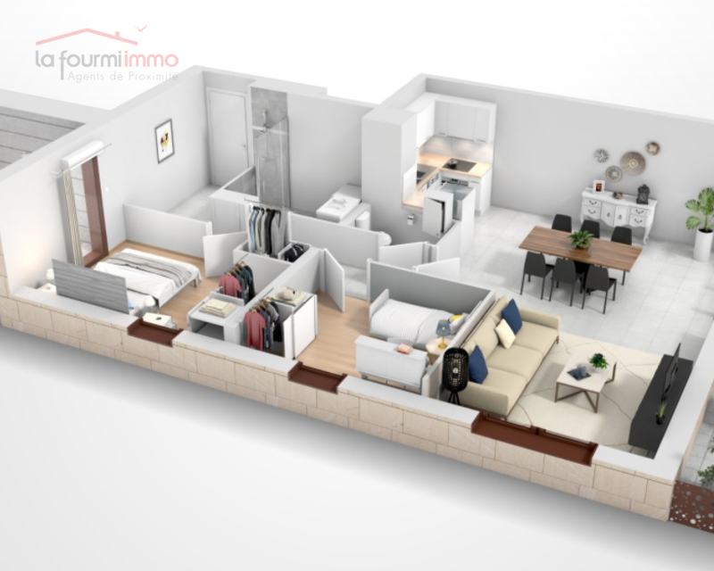 Appartement T3 Gradignan - Plan t3 308 000  3d