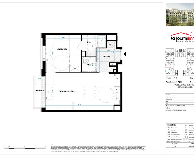 Appartement T2 Bordeaux  - Plan t2 216 000 -01
