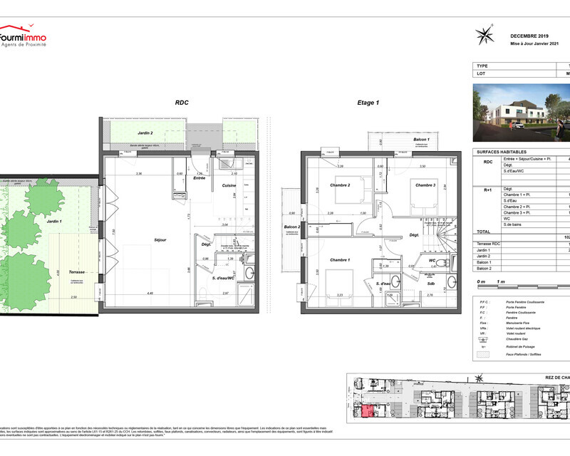 Maison T4 Duplex Le Bouscat - Plan t4 dup 577 000 -01