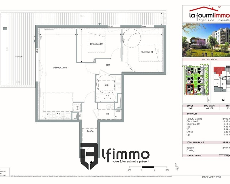 Appartement T3 Lormont - Plan appartement t3 251000  a1 102