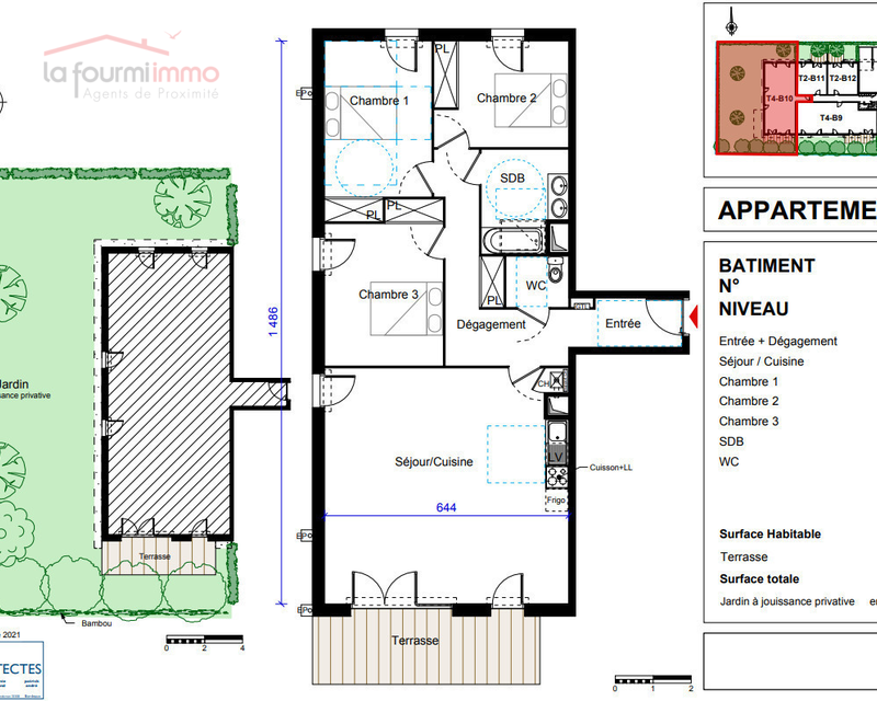 Appartement T4 Villenave D'ornon - Plan t4 360 000 