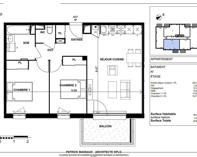 Appartement T3 Parempuyre  - Plan t3 260 000 