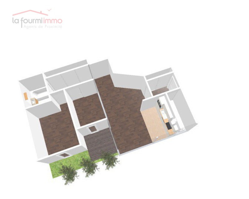 Appartement 3 pièces avec terrasse  - Plans 3d appartement rdc 3 pièces avec terrasse et 2 places parking