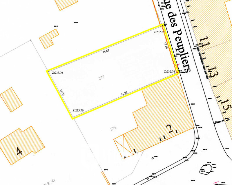 A Piblange, vends un terrain à bâtir plat de 798 m2 - Plan terrain piblange100