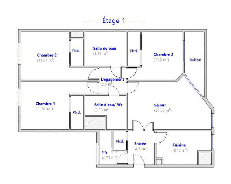 Créteil (94000) Appartement 4 pièces 80M2  - Plan creteil f4 