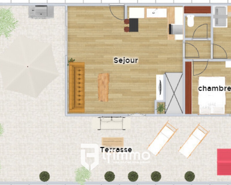 Duplex inversé - dernier étage - terrasse 83 m² S/O - Plan 2d