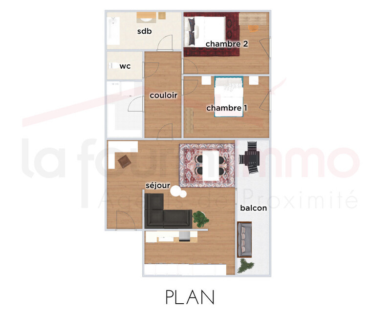 Appartement F3 de 68m2 avec terrasse et garage - Clairmarais - Plan officiel