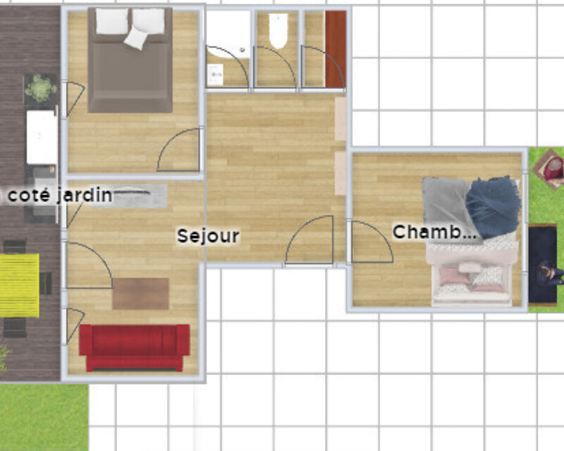 3 Pièces 61M² - Terrasse sur bois - Dernier Etage - Plan 2d 2