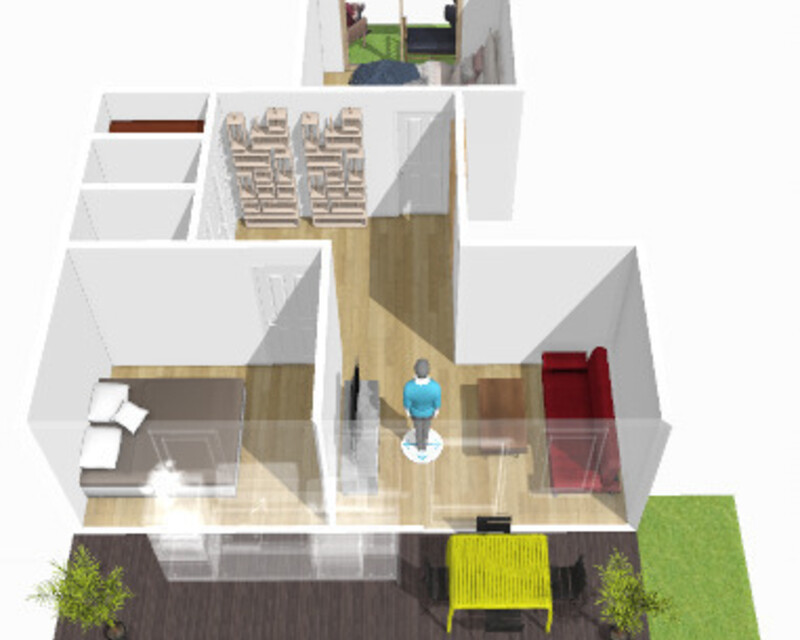 3 Pièces 61M² - Terrasse sur bois - Dernier Etage - Plan 3d 2