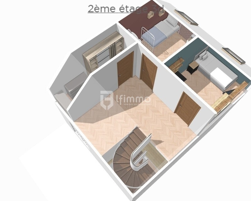 Maison familiale de 92 m2 - 2ème étage 3 D déco non contractuelle